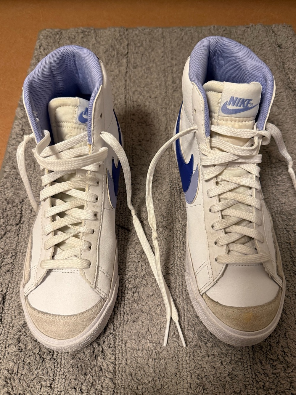 Nike White and Purple Blazer High-Top Sneakers size (big kids 6.5 - womens 8.5)